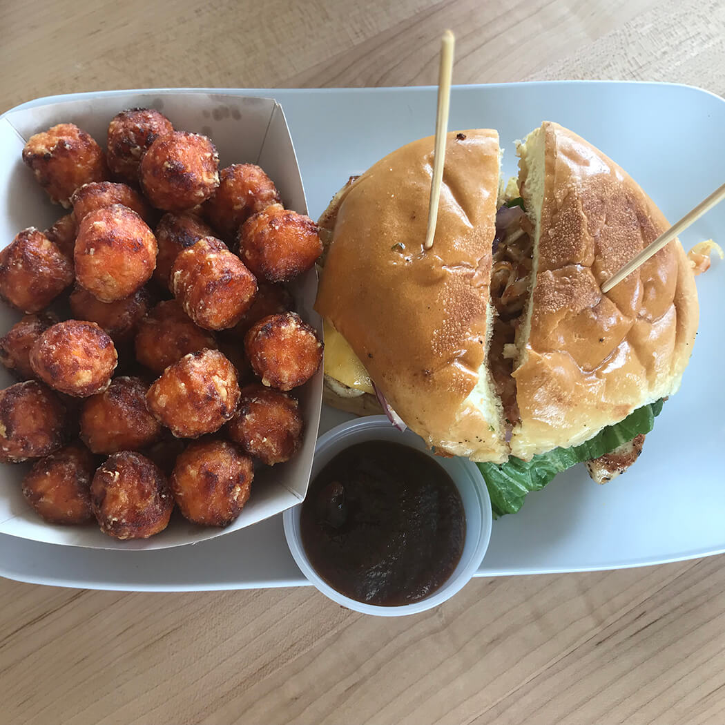 Pincho Factory sweet tator tots and pincho burger