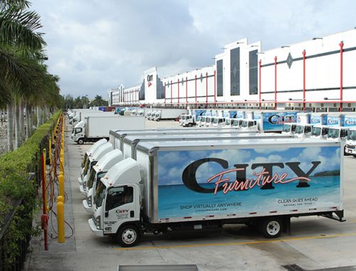 City Furniture CNG trucks at the company's headquarters in Tamarac